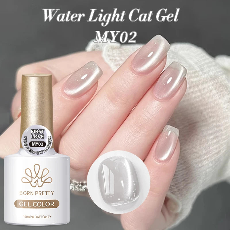 BORN PRETTY 10ml Autumn Gold Pink Glitter Cat Magnetic Gel Nail Polish Jelly Pink Semi Permanent Soak Off UV LED Varnish