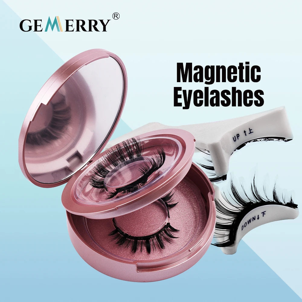 GEMERRY Magnetic Eyelashes with Applicator Natural Look Reusable Soft Strip False Lashes No Glue Makeup Kit Easy to Wear  Remove