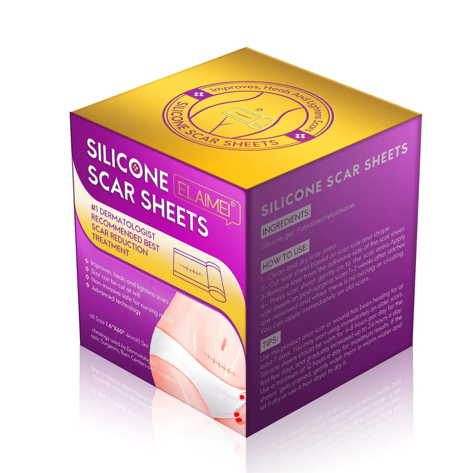 1/2 Rolls Silicone Scar Sheets Skin Repair Patch Removal Self-Adhesive Stretch Mark Tape Acne Scar Skin Care Therapy Patch Burn