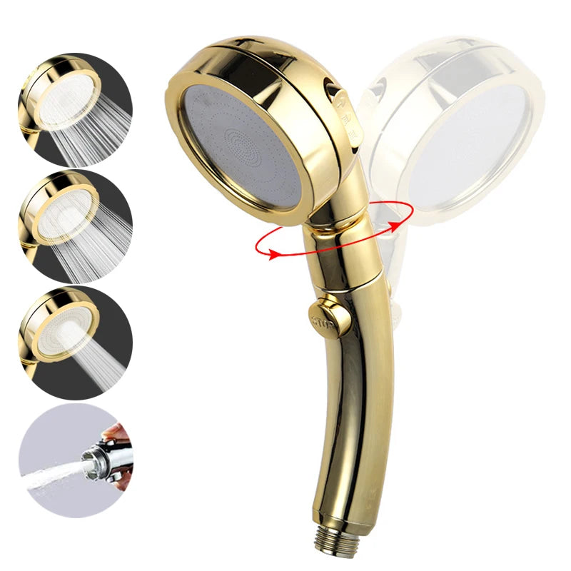 High Pressure 3 Modes Adjustable Shower Head One Key Stop Water Saving Sprayer Rainfall Bath Showerhead Bathroom Accessories