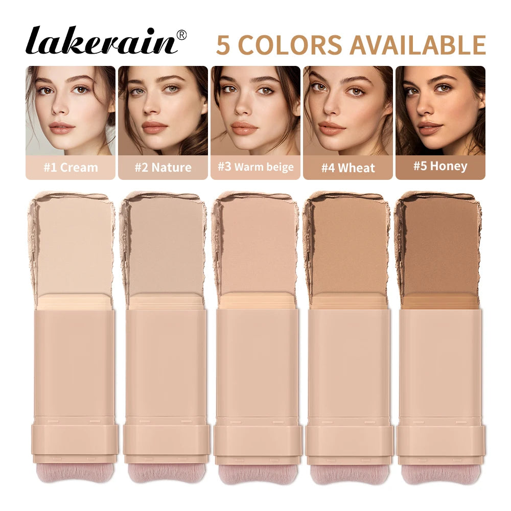 Lakerain Matte Foundation Stick Powerful Coverage Brighten Skin Tone Not Easy Melt Lightweight Smooth Texture Foundation Stick