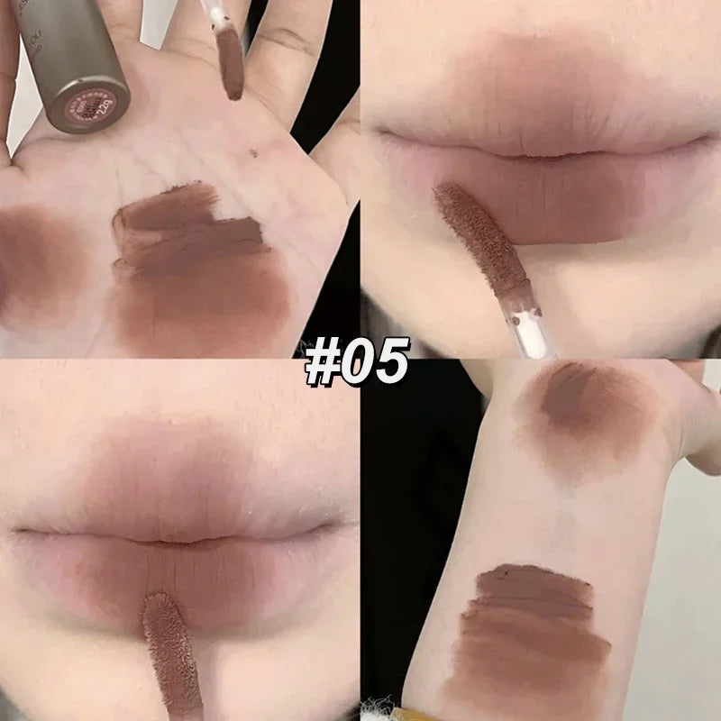 6 Color Long-Lasting Waterproof Matte Velvet Lip Gloss Mist Liquid Matte Lipstick Non-stick Cup Lip Glaze Lip Makeup Cosmetics