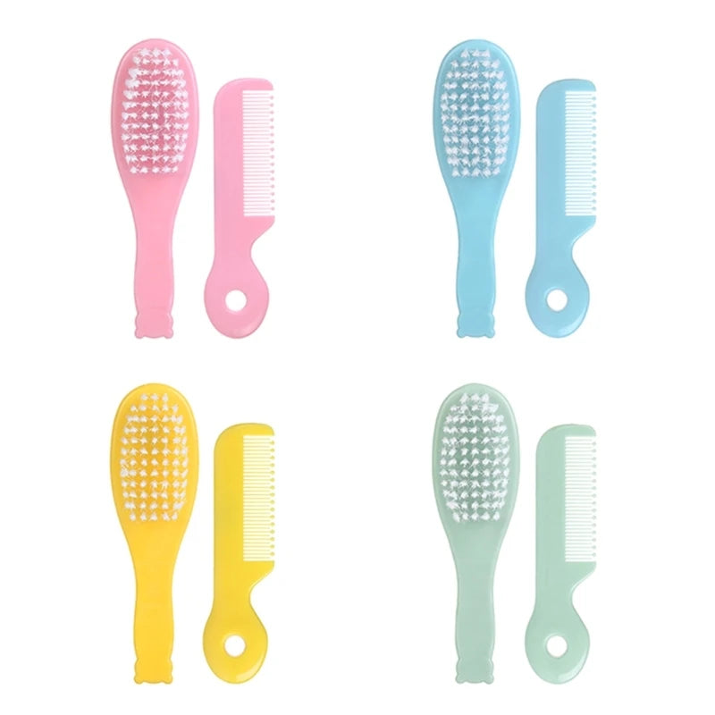 Baby Hair Brush & Comb Set Children Hair Brush Soft Nylon Bristle Cradle Caps Hair Brush for Toddler Infant  Massage