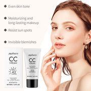 CC Cream Spf 43+ Anti UV Even Skin Tone Oil-Control Full Coverage Cover Blemishe Concealer Waterproof Liquid Foundation Cosmetic