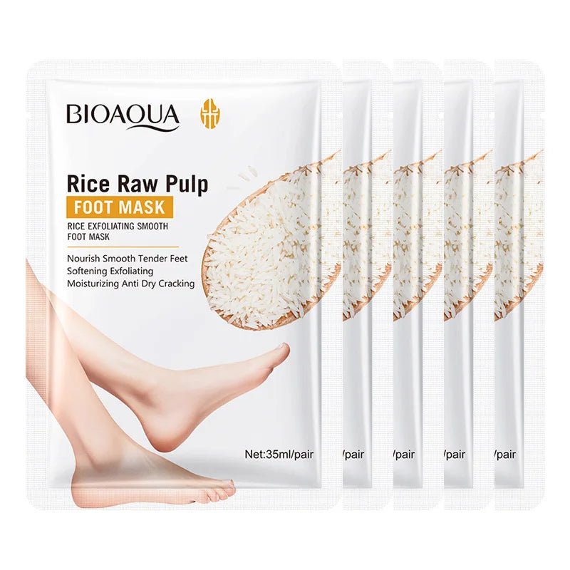 BIOAQUA White Rice Foot Mask Anti Wrinkle Moisturizing Foot Peeling Mask Exfoliating Feet Spa Pedicure Exfoliant Feet Skin Care