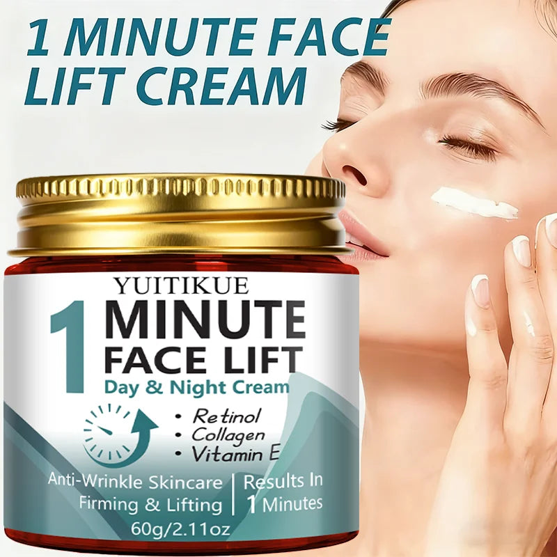 YUITIKUE 1 Minute Face Lift Cream 60g - Day & Night, Anti-Wrinkle & Firms, 24H Moisturizing, for Sensitive Skin