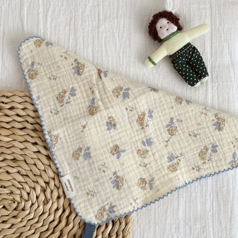 Korean Baby Wiping Face Towel Pure Cotton Floral Yarn Square Saliva Towels Infant Soft Handkerchief Newborn Kids Hand Washcloth