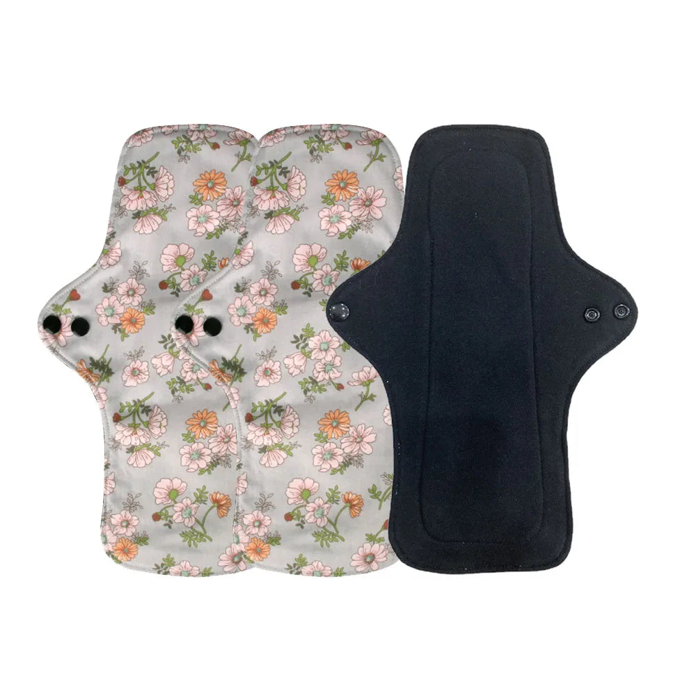 3PCS Washable Cotton Menstrual Pad Reusable Printed Maternal Sanitary Napkin Breathable Soft Care Pad 30cm 26cm 20cm to Choose