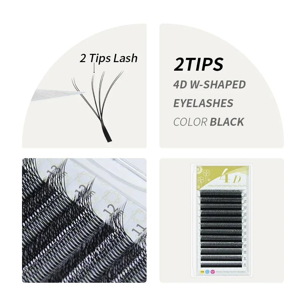 GAHAMACA W-Shape Eyelash Extensions 3D/4D/5D Premade Volume Fans YY Style Lashes Natural Soft Easy Faning Faux Mink Eyelashes