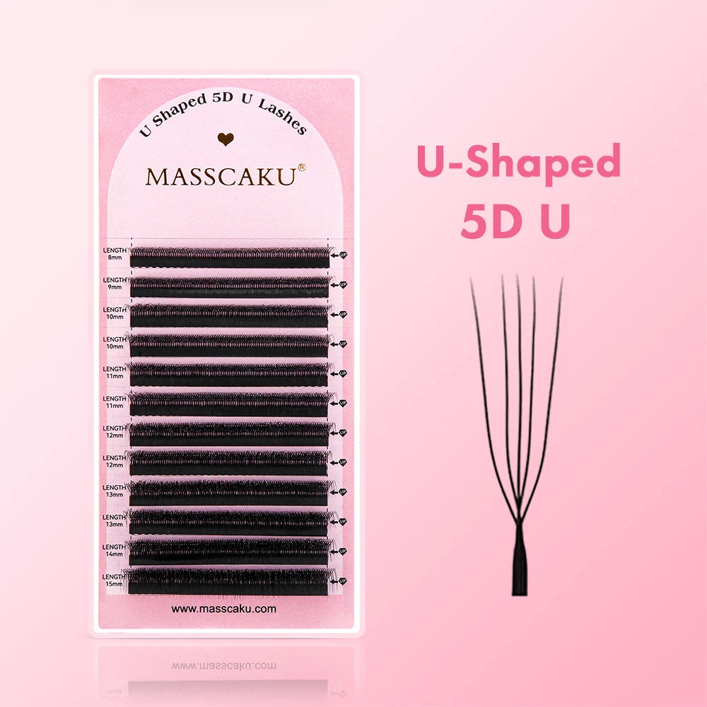 MASSCAKU C/D U-Shaped 3D/4D/5D/6D/8D/10D Mix 8-15MM False Eyelashes Professional Handmade Natural Volume Lashes Supplies