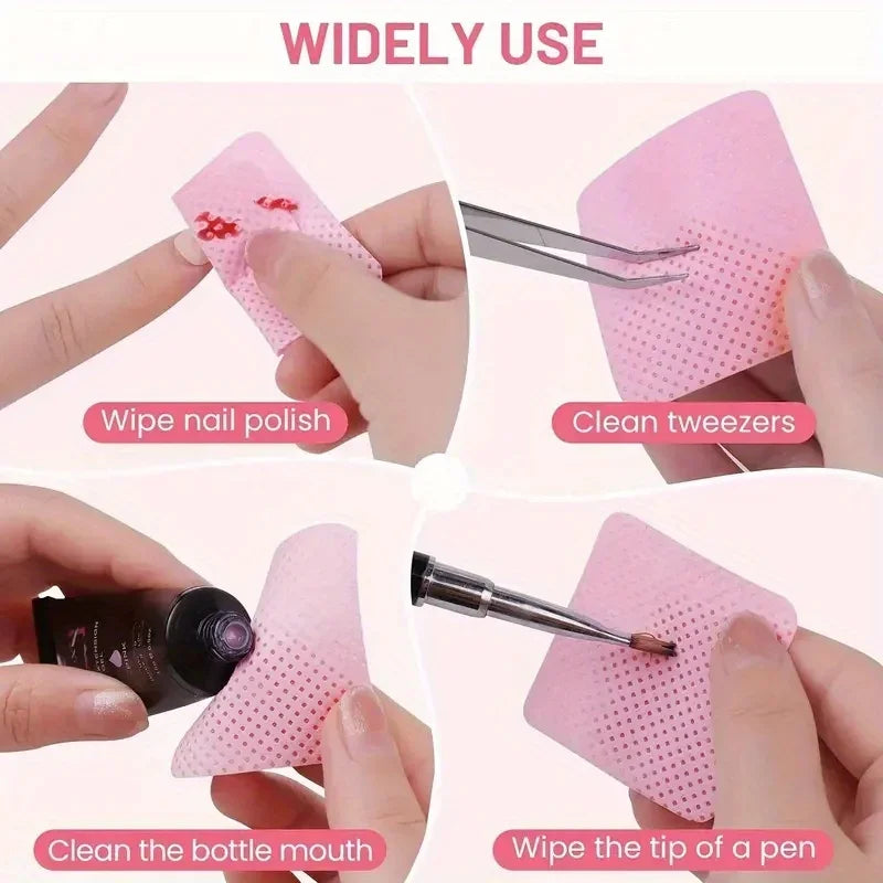 20-600pcs Lint-Free Nail Wipes Gel Cleansing Tissues Aluminum-Free Nail Polish Remover Pads for Nail Beauty Cleaning Care Tool