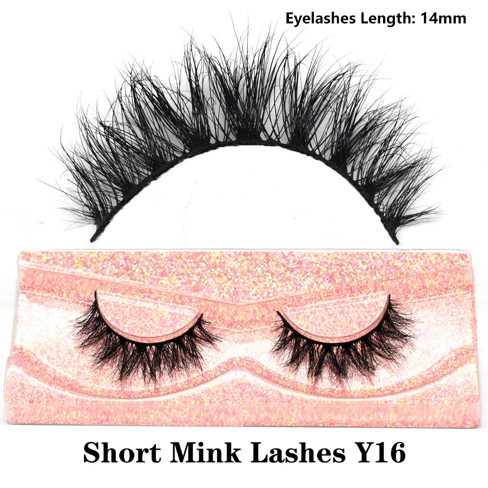 FOXESJI Real Mink Fluffy Short Eye Lashes Extension Wispy Soft Natural Short False Eyelashes Daily Wear Full Strip Lashes Makeup