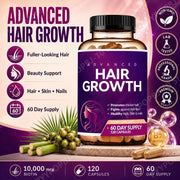 Hair Growth Vitamins for Women Biotin 10000 Mcg Collagen Saw Palmetto Naturally Regrow Skin Nails 60 Day Supply