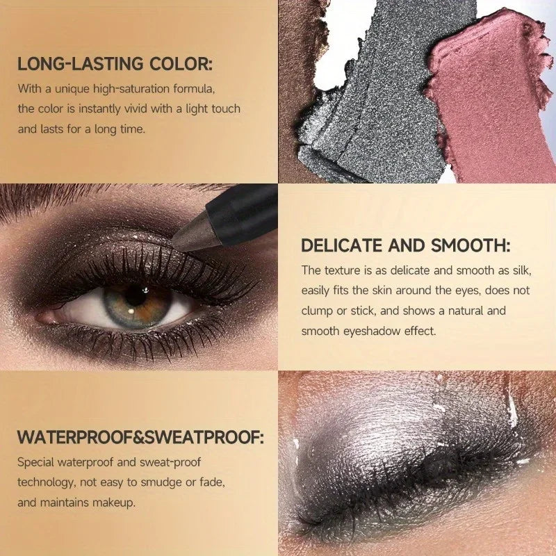Colorful Shimmer Eyeshadow Stick Double Ended Metallic Pearlescent Highlighter Makeup Pigment Silkworm Eyeshadow Pen