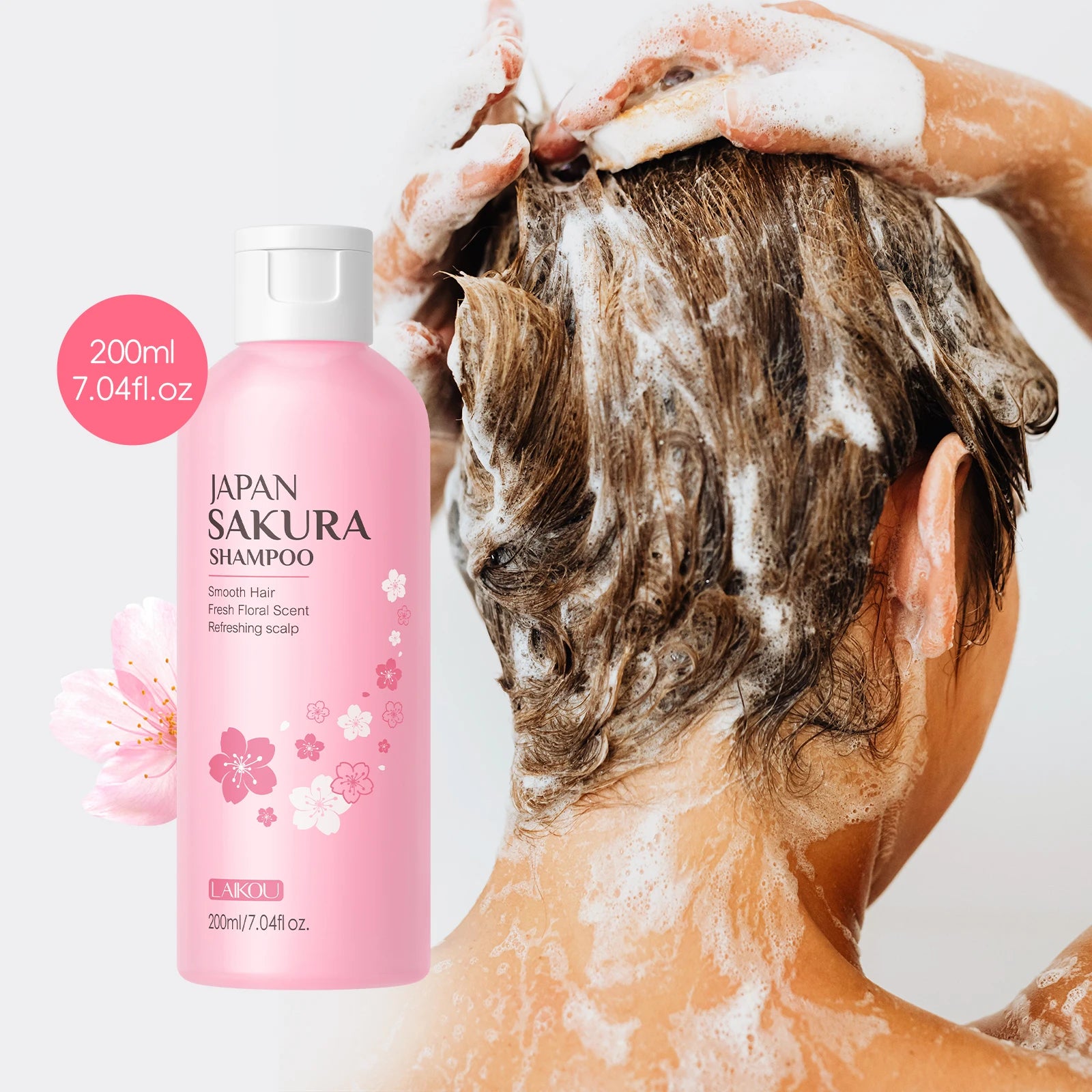LAIKOU Japan Sakura Shampoo Repair Anti Split Ends Smooth Frizz Dry Hair