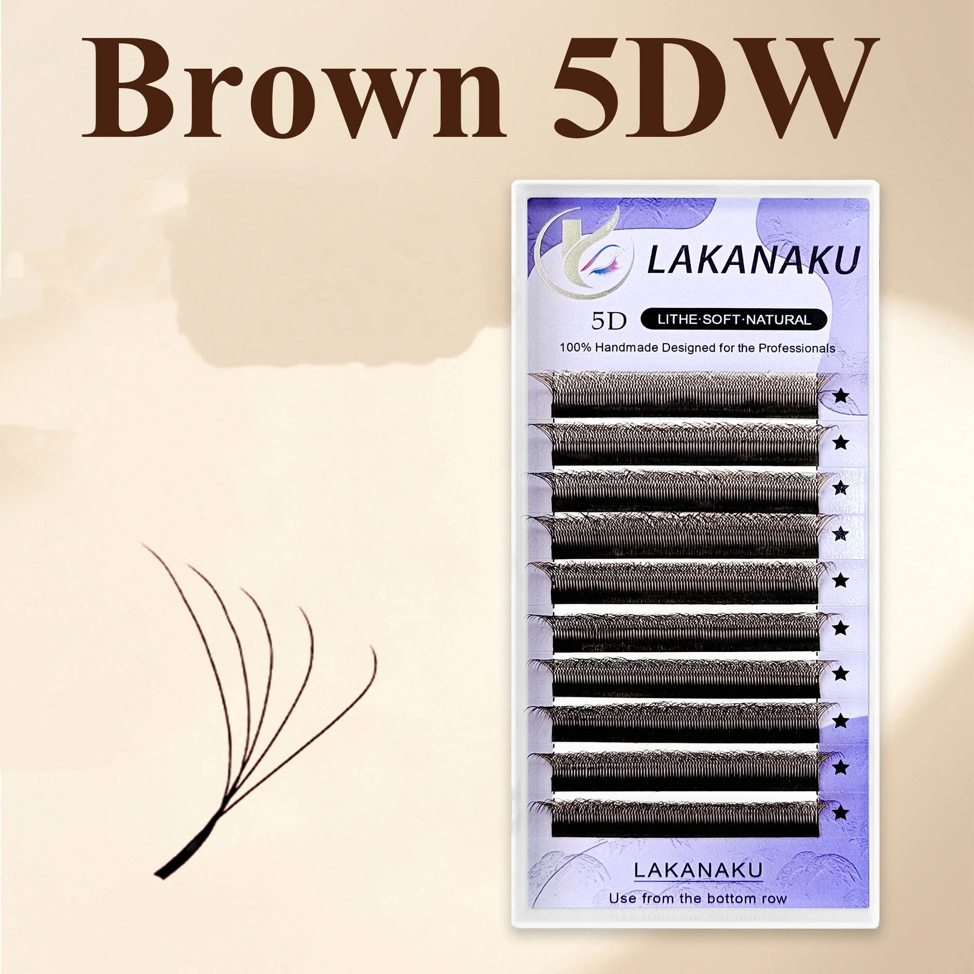 LAKANAKU Brown 5D W-Shaped M/C/D Curl Colorful Eyelashes Extensions Premade Fans Cilios De Pestañas False Eyelashes Makeup