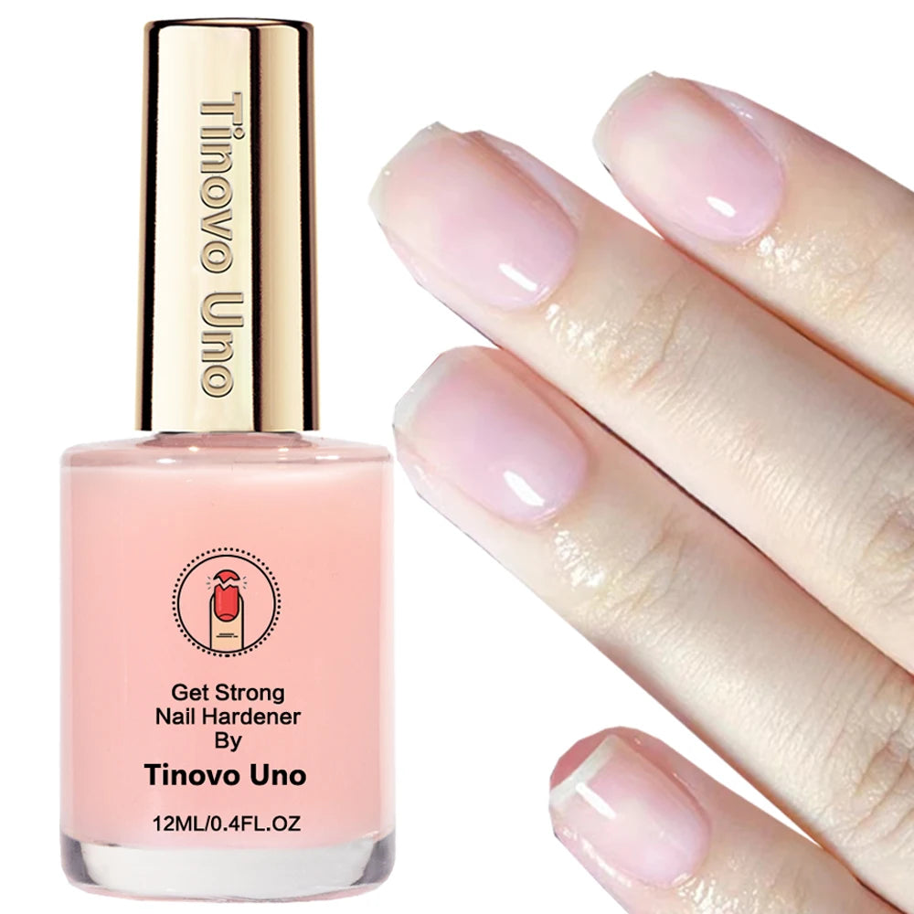 Tinovo Uno Pink Nail Hardener 12ml Decorative Nails Natural Sheer Pink Nail Strengthener Growth Polish Natural Dry Get Stronger