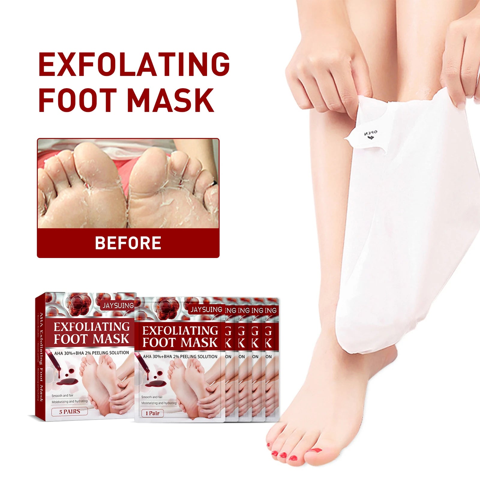 5pairs Foot Mask Fruit Acid Exfoliating Dead Skin Remove Anti Crack Foot SPA Peeling Pedicure Socks Scrub Moisturizer Care Patch