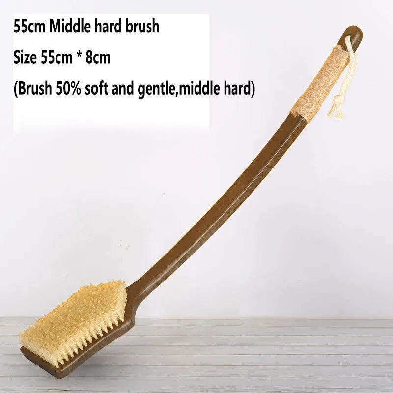 55cm/45cm Back Scrubber for Shower with Curved Long Handle,Wet&Dry Brushing Body Brush,Back Scrubber Bath Tool for Men & Women