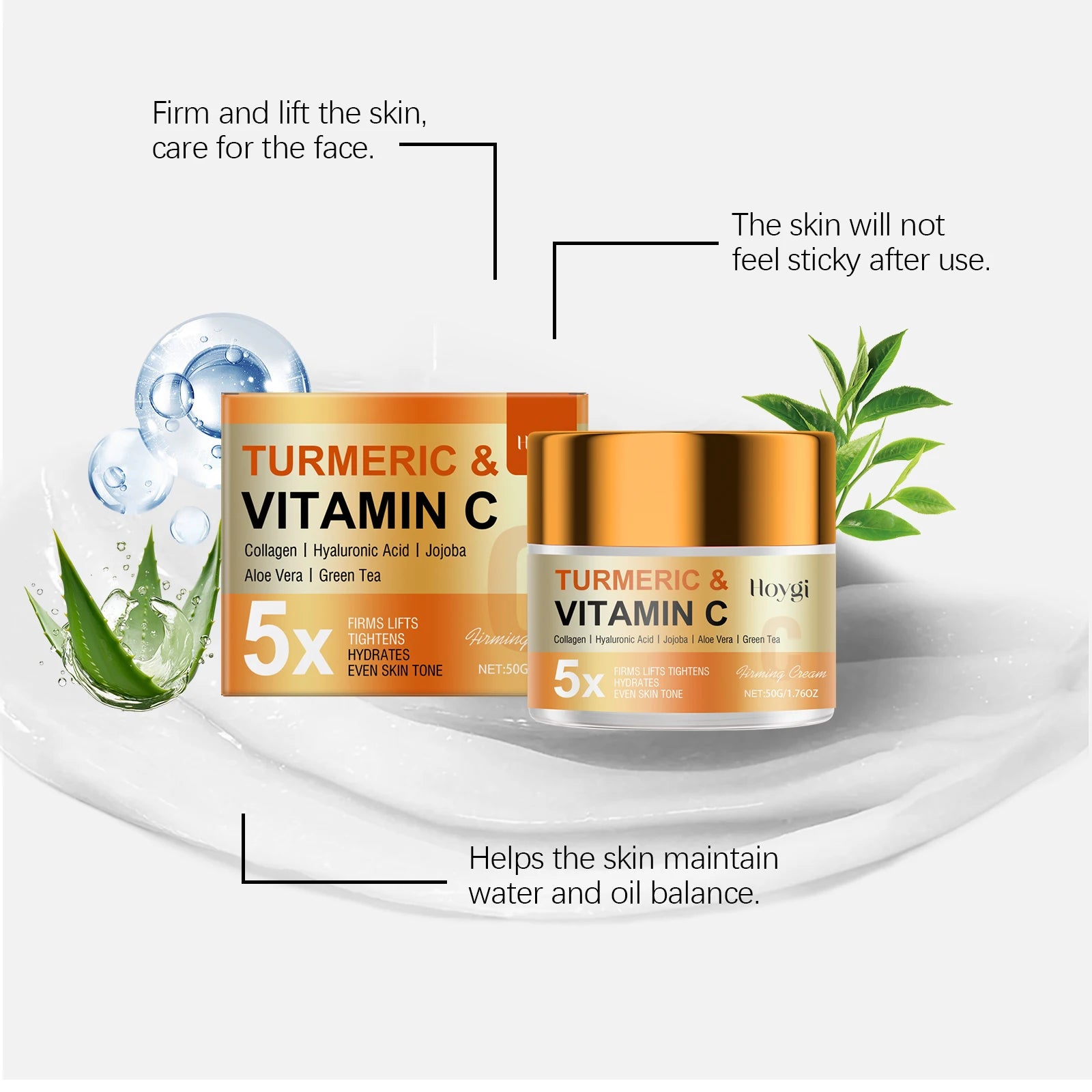 Turmeric Vitamin C Anti-Aging Cream Moisturizing Anti-Wrinkle Collagen Hyaluronic Acid Cream Skin Care Cosmetics