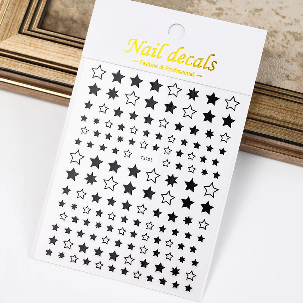 1pcs Star-Themed Nail Art Stickers 3D Self-Adhesive Plastic Decals With Glitter Finish Anime Rectangle Shape Ideal For DIY Nails