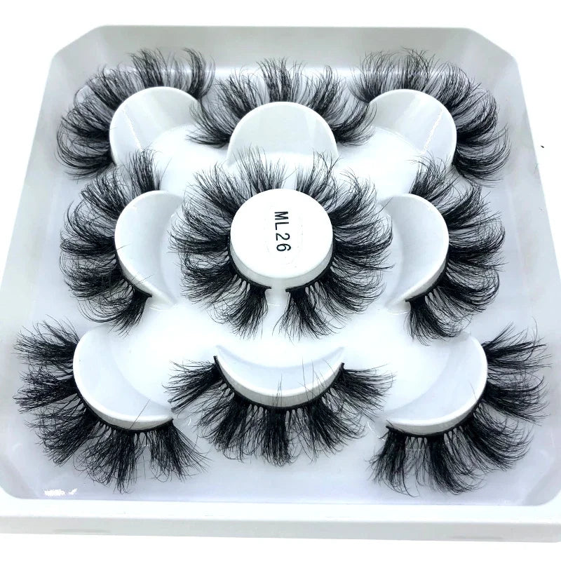 New 5 pairs of handmade mink eyelashes fake eyelashes natural nude makeup simulated cross messy eyes 3D curly eyelashes