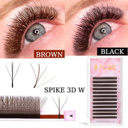 Black/Brown 3DW Lash Premade Fairy Volume Fans Lash Clover Bloom Eyelash Extension Wispy Spike Lash Three-Core Triple Tip Cilios