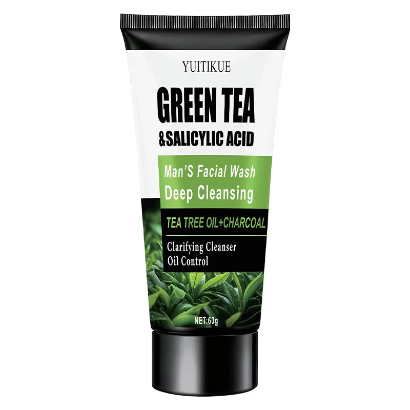 WaterIceLevin Green Tea Salicylic Acid Mens Facial Wash Deep Cleansing Oil Control Tea Tree Charcoal Refreshing Gentle Cleanser