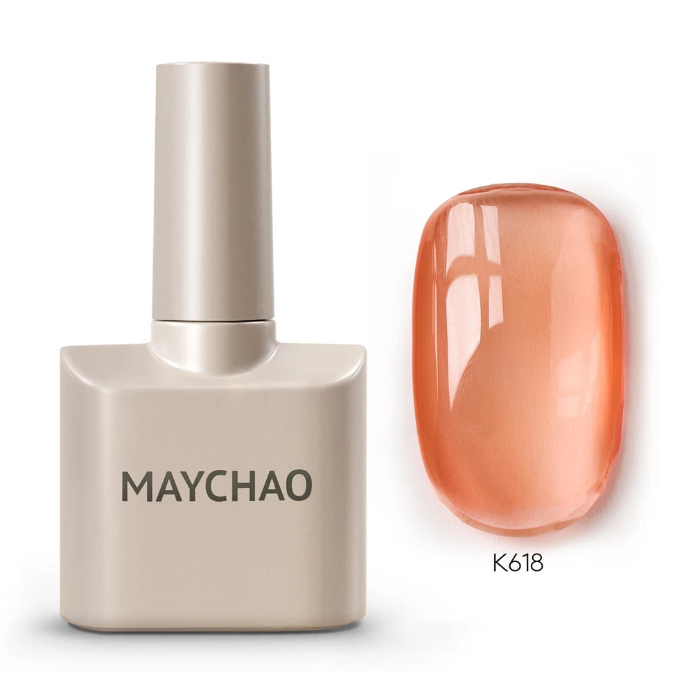 MAYCHAO Cherry Red Gel Nail Polish 12ml Glossy Semi Permanent Soak Off UV LED Frosted Gel Nails Base Painting Varnish