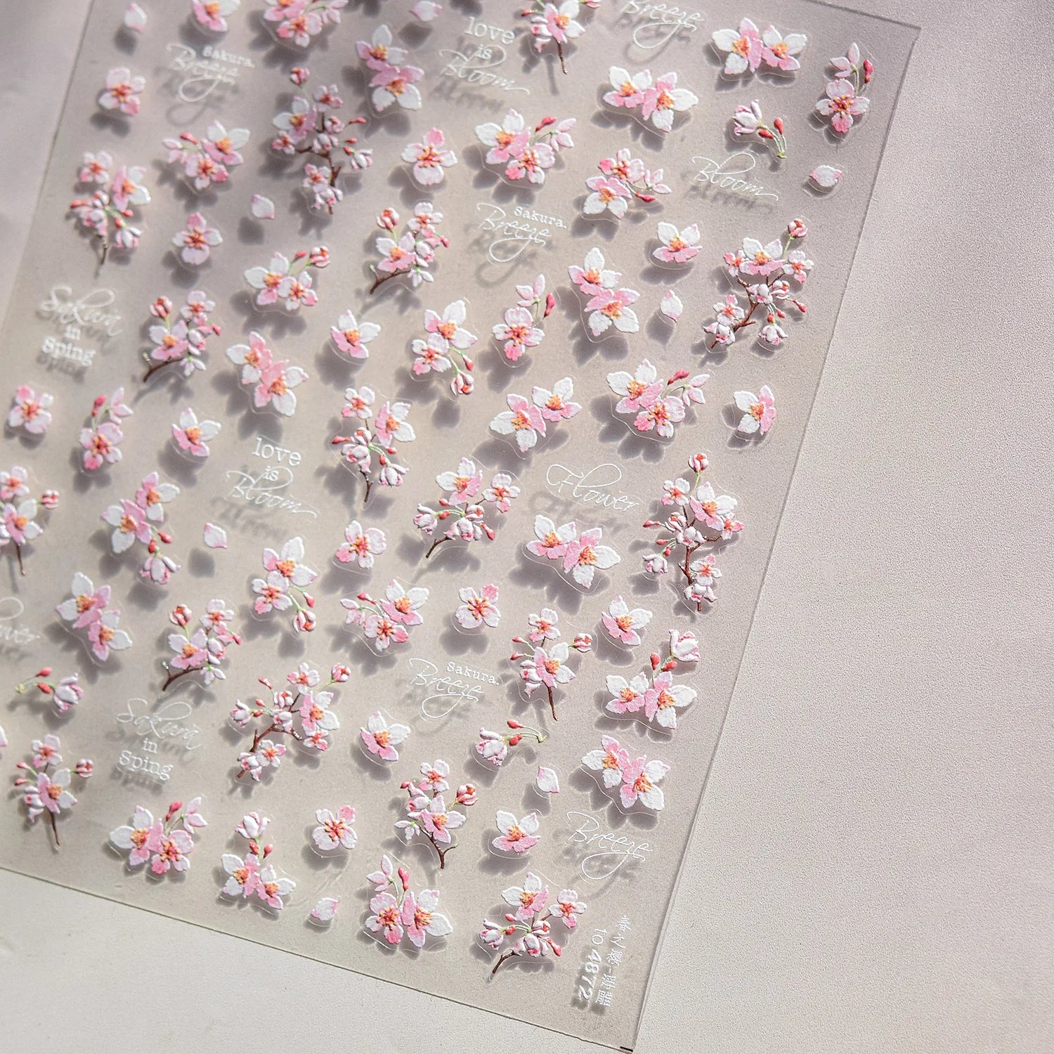 Cherry Blossom Nail Art Stickers 5D Embossed Nail Stickers Spring Self Adhesive Nail Decorations Stickers Decals Manicure Tools