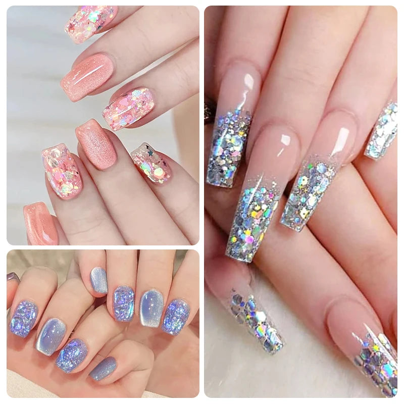 8ML Glitter Gel Nail Polish Shining Mineral Sequins Soak Off UV LED Nail Gel Semi Permanent Nail Art Supplies for Manicure
