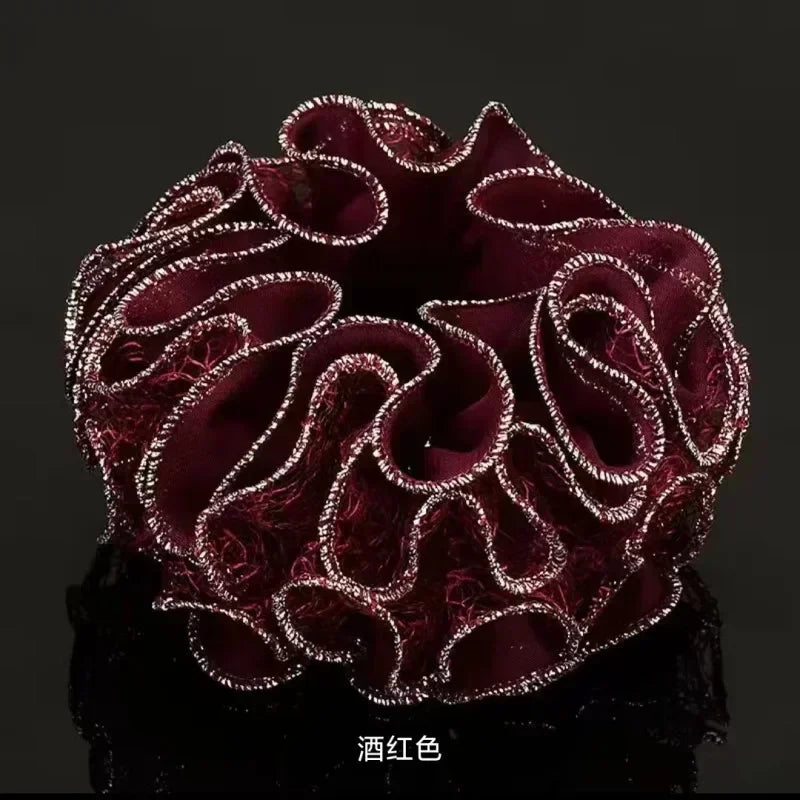 Women Lace Hair Scrunchies  Bow Hair Fantaisie Tie High Elasticity