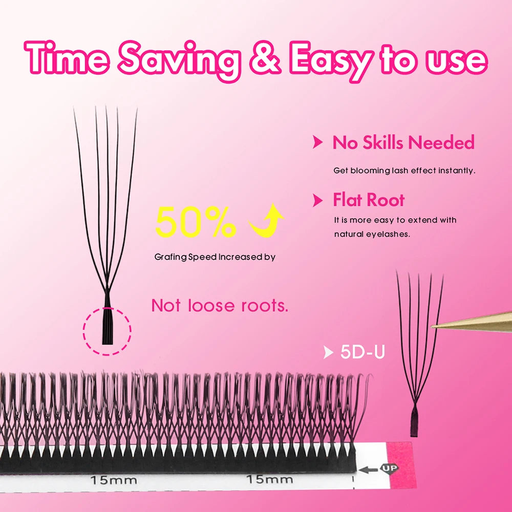 MASSCAKU C/D U-Shaped 3D/4D/5D/6D/8D/10D Mix 8-15MM False Eyelashes Professional Handmade Natural Volume Lashes Supplies