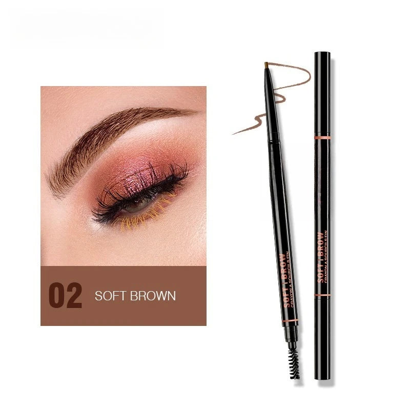 Double headed Rotable Eyebrow Pen with a 1.5mm diameter Fine refill Waterproof Wild Eyebrow Pen and Eyebrow Brush