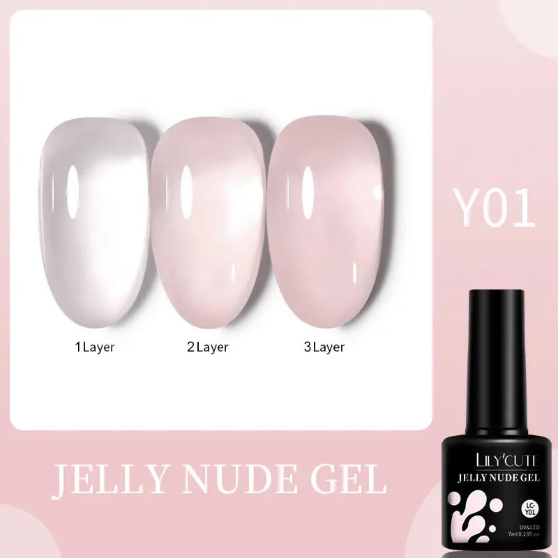 LILYCUTE 7ML Jelly Nude Pink Quick Extension Gel Nail Polish Transparent  Finger Prolong Long Lasting Construction Gel Varnish