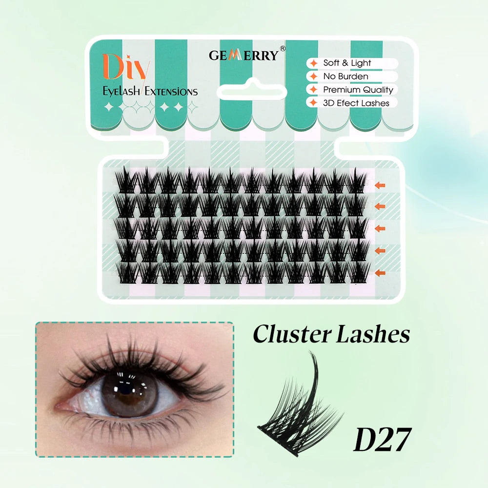 Gemerry 280 Cluster DIY Eyelashes 10D/20D 30D/40D Premade Volume Fan Lash Extension Individual Faux Mink Heat Bonded Lashes Soft