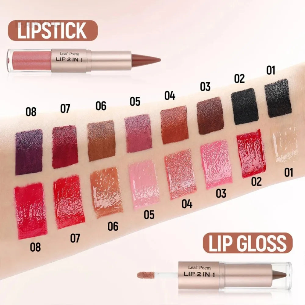 Pink Brown Tapered Lip Liner Contour Pencil Double Head Mirror Plumping Lip Glaze Crystal Lip Gloss Sexy Red Lips Tint Makeup