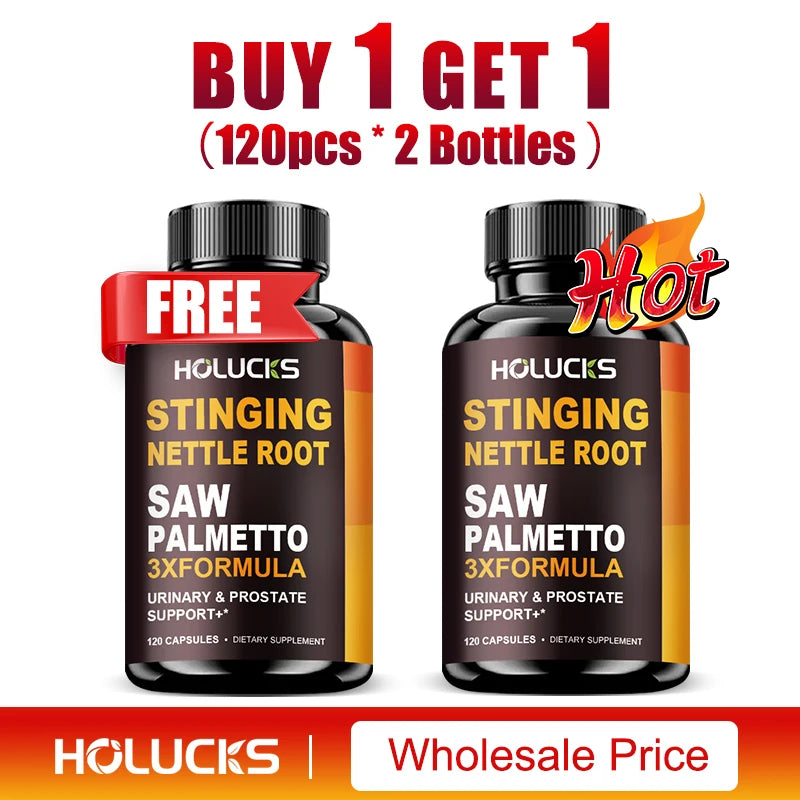 Stinging Nettle Root & Saw Palmetto Capsules, Help Promote Prostate Health, Hair Growth, Urinary Tract Support, Premium Formula