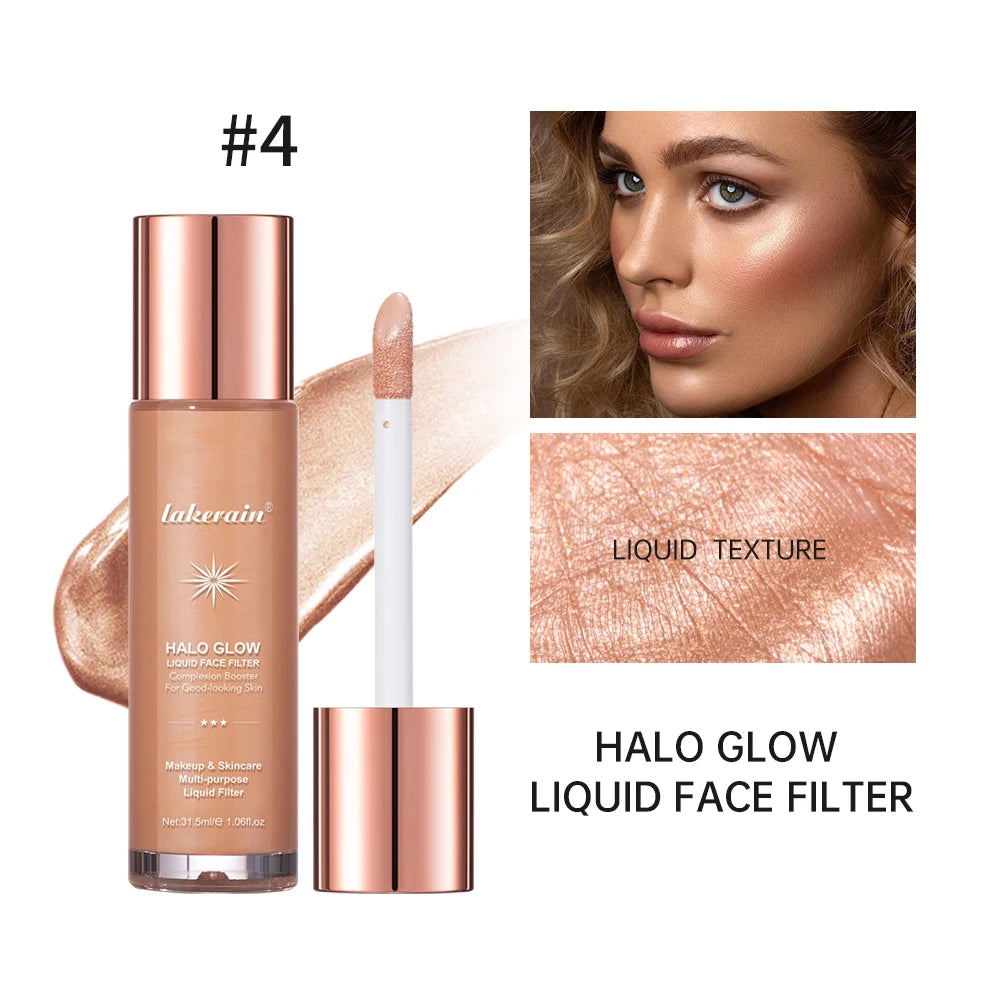 8colors Halo Glow Liquid Filter Liquid Highlighter Face Contouring Pearlescent Makeup Brightener Bronzer Glow Body Face Cosmetic