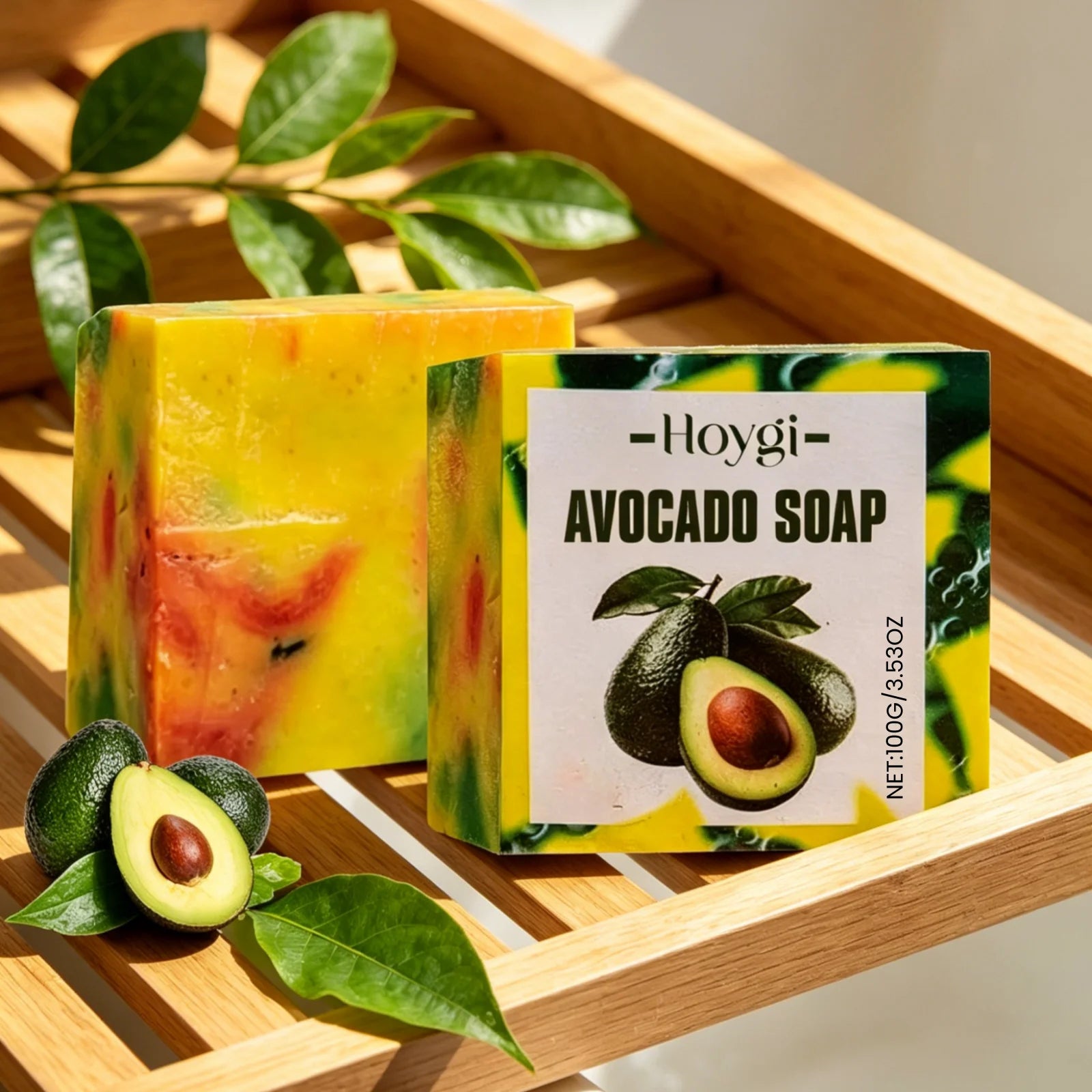 Hoygi Avocado Soap Even Skin Tone Brightening Skin Nourishing Moisture Lock Softening Skin Repairing Natural Handmade Soap 100g