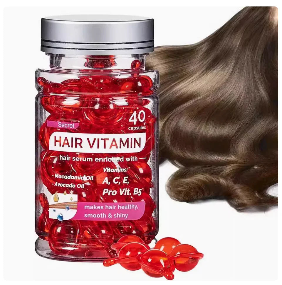 Amococo 6/8pcs Hair Vitamin Serum 40 Capsules Each Moroccan Oil Hair Oil Capsules Leave In Treatment with Macadamia Avocado Oil for Dry Frizzy Hair Smooth Shiny Hair Care