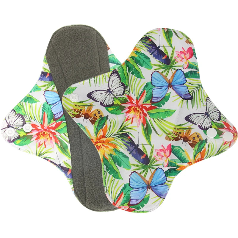 Sanitary Pads Organic Bamboo Charcoal Washable Menstrual Panty Liner Leakproof Cloth Towel Reusable Period Feminine Hygiene Pads