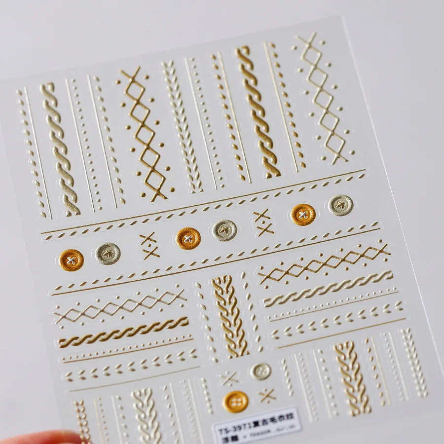 1pcs Elegant 5D Pearl Lace Wave Nail Art Stickers Exquisite White Lines Nail Decoration Decals DIY Self Adhesive Transfer Slider