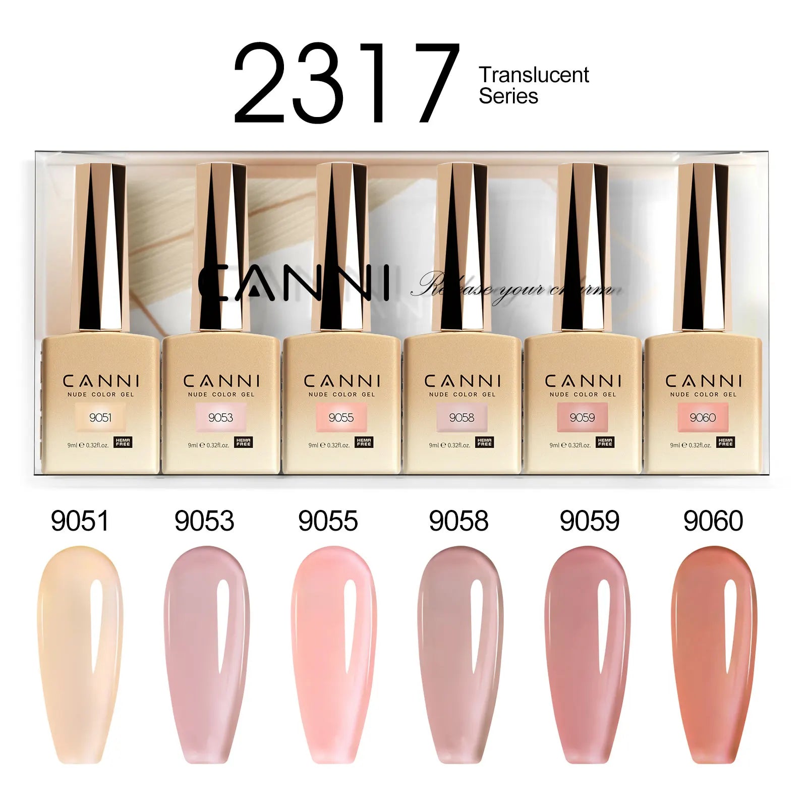 6pcs*9ml HEMA TPO FREE Nail Gel Polish CANNI Semi Permanent Jelly Pink Nude Color Gel Varnish Great Coverage UV LED Lacquer