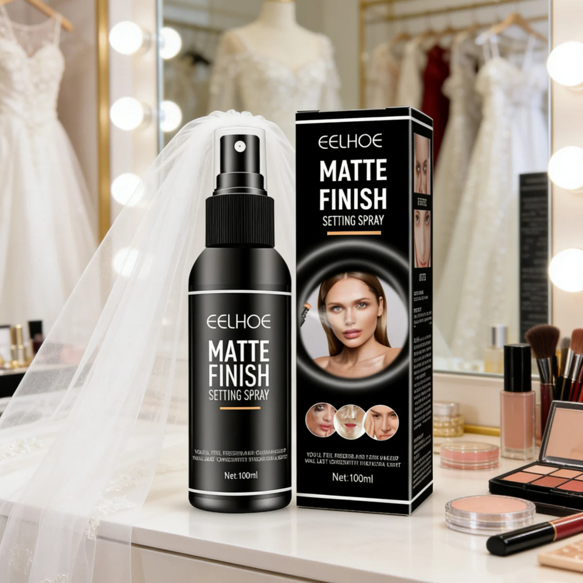Eelhoe Matte Finish Setting Spray Oil Control Minimize Pores Waterproof Quick Film Forming Lightweight Makeup Fixing Spray 100ml