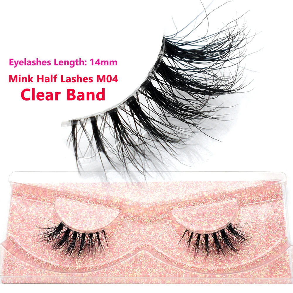 Half Lashes Short Mink Eyelashes Fluffy Soft False Eyelashes Wispy Cross Strip Eye Lashes Natural Mink Eyelash Extension Makeup