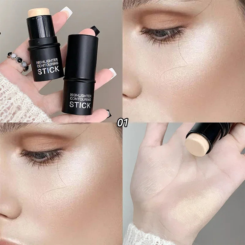 Waterproof Contour Stick, Highlighter Stick, Blush Stick Cream Contour Kit with Contour Brush, Create Face Contour, Non-greasy