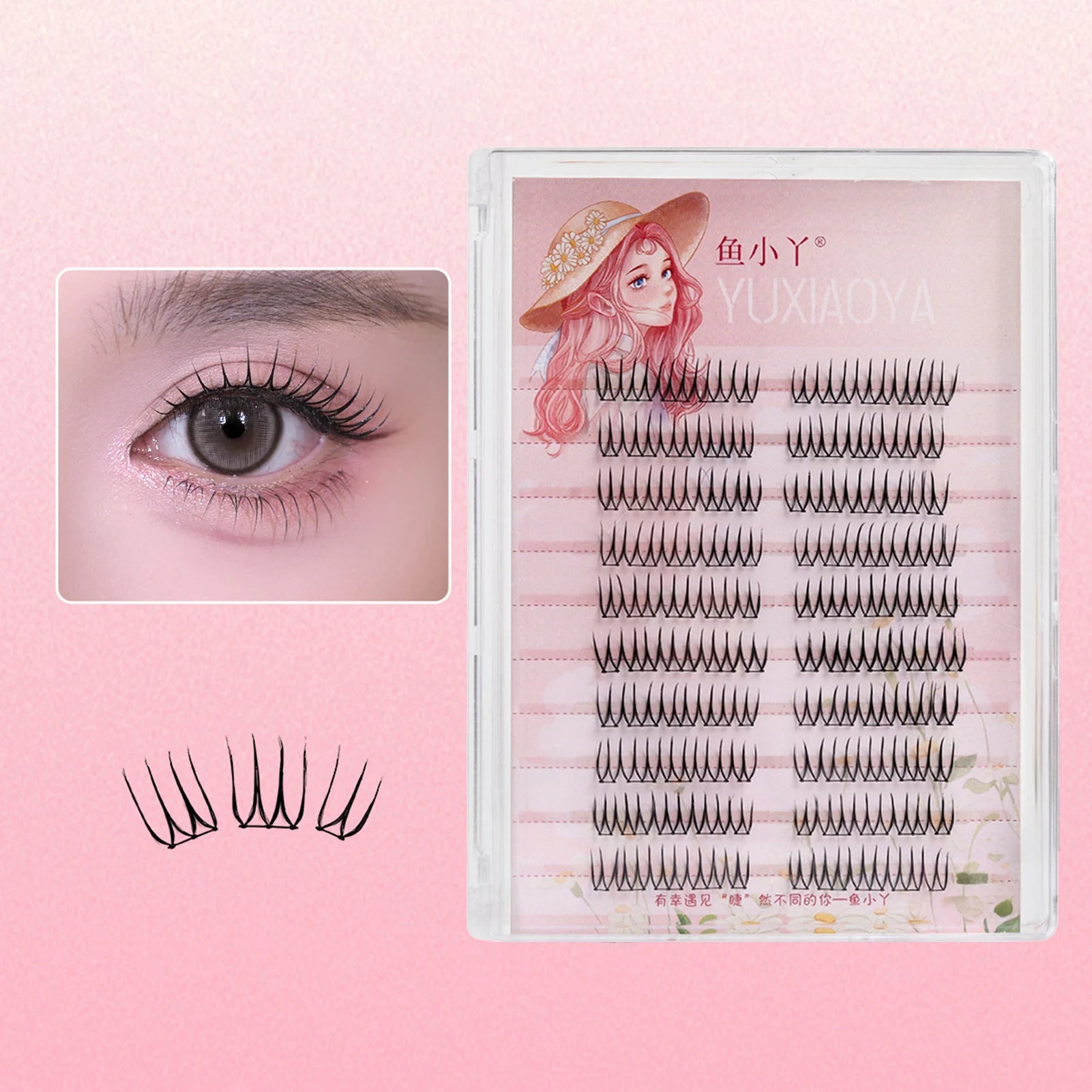 U-shaped Segmented Kpop False Eyelashes Korean Cluster Natural Individual Lash DIY Large Capacity Eyelash Manga Black Stem