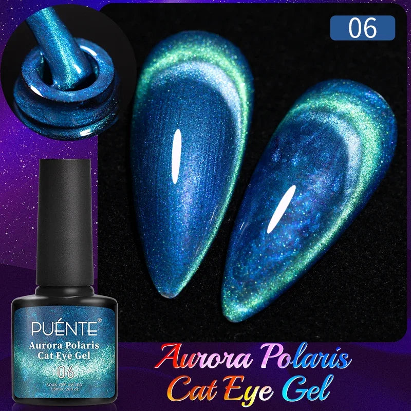 7.5ML Green Crystal Cat Magnetic Gel Nail Polish Shiny Green Glitter Cat Eye Gel For Manicure Soak Off UV Nail Art Varnish