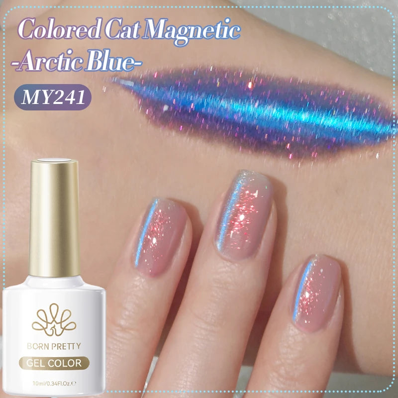 BORN PRETTY 10ml Rhine Lake Blue Cat Magnetic Gel Dark Blue Glitter Soak Off UV Gel Nail Art Varnish Manicure Nail Art Salon